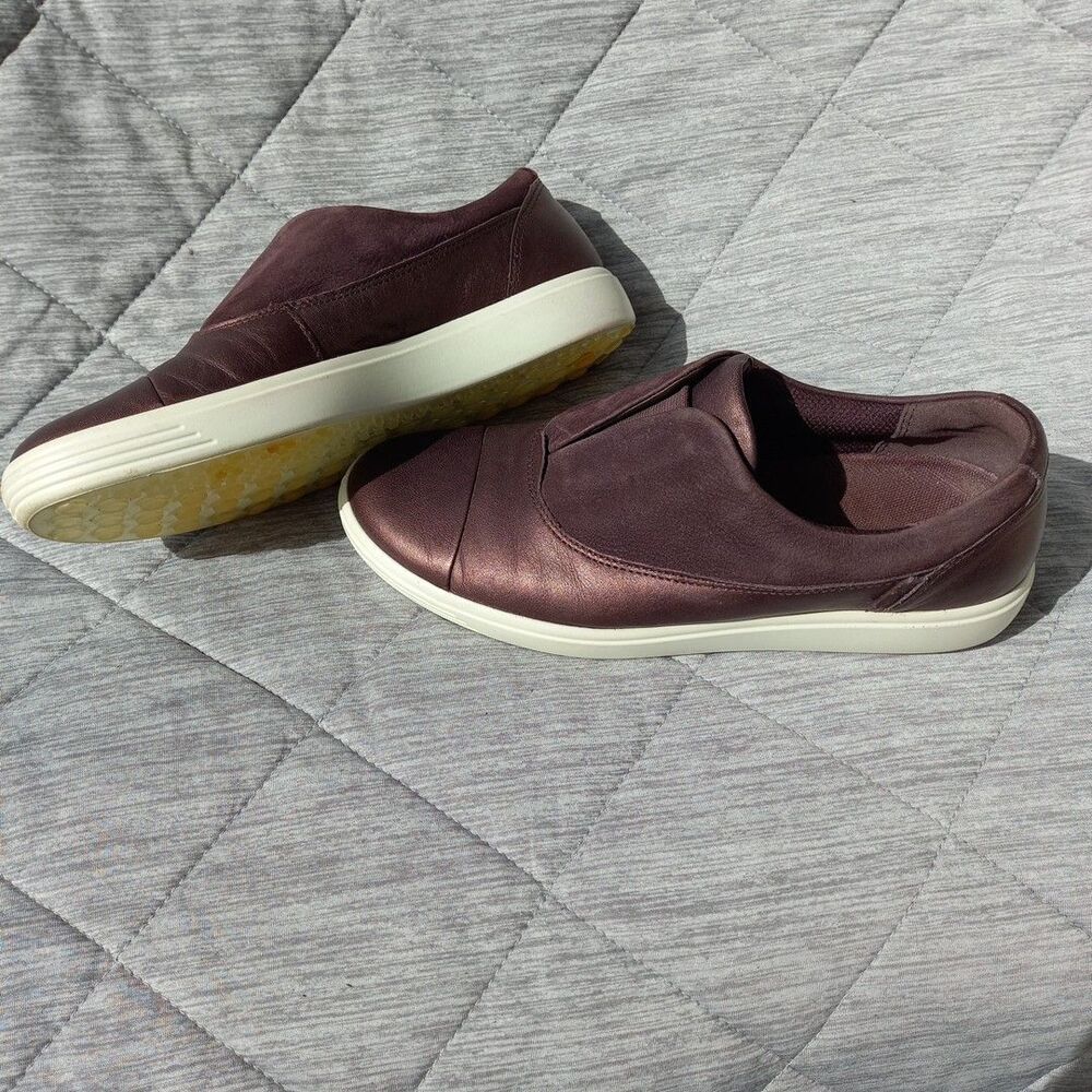 Ecco Soft 7 Leather Slip-On Comfort Extra Width Sneaker Womens 7 Metallic Brown - Picture 2 of 7